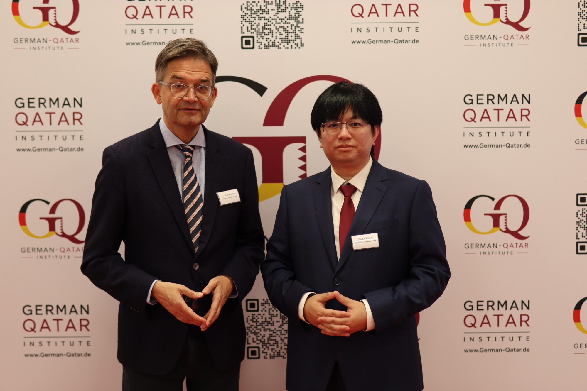 Ming Cheng und S. E. Botschafter Oliver Owcza beim German-Qatar Forum Sachsen-Anhalt in Halle (Saale)